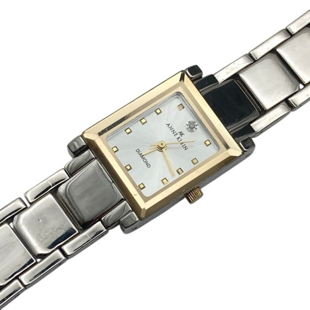 Anne Klein Diamond Women's Tank Style Dress Watch 19mm - New Battery Wrist 5.5"